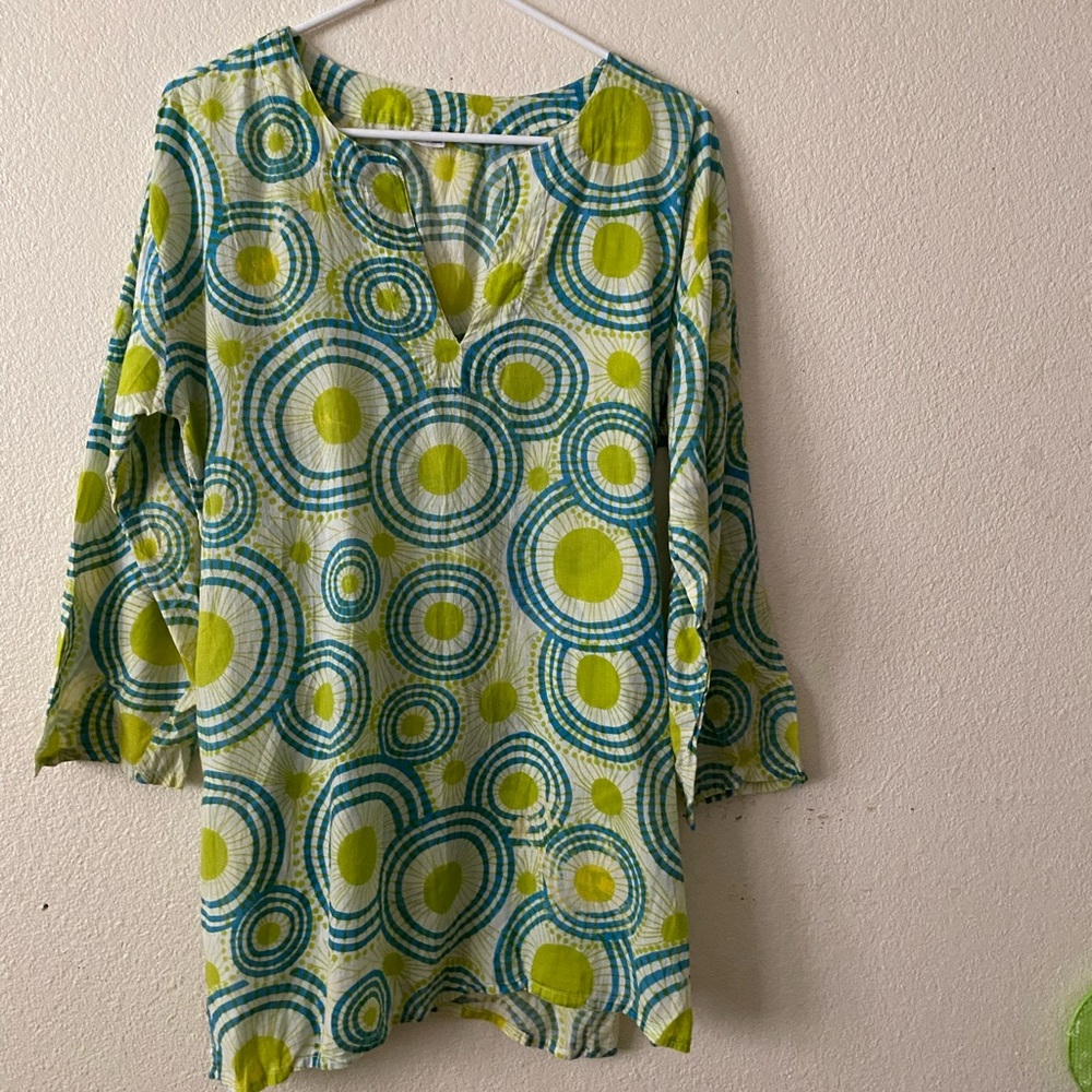 Nusantra Cotton Tunic Lime Mod Retro Small - Picture 2 of 6